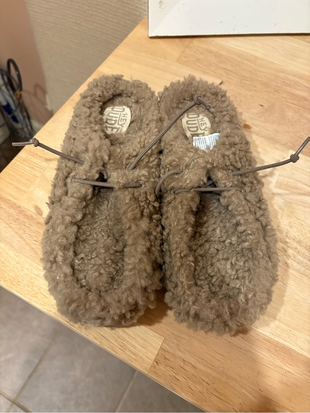 Hey Dude Women's Fuzzy Slip-On Slippers in Brown